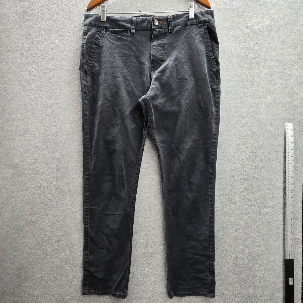 Roark Revival Men Pants 34 Black Chino Twill‎ Button 27" Inseam
